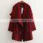 2015 newly design and superior quality big size red color Turn-down Collar korean style woolen winter coat