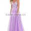 2016 Low Back Straps A Line Chiffon Prom Dress With Lace Bodice