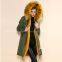 New trendy best selling army green shell mature coat yellow fur coat for women