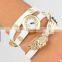 Popular Vogue Multilayer Leather Crystal Dial Bracelet Watch Retro Angel Wings Bangle Watch