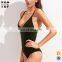 Wholesale blank swimwear green scoop neck sexy velvet swimwear one piece woman