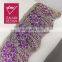 High quality beautiful purple flower embroidered organza lace trim