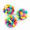 Rainbow Colorful braided ball molar pet cat toy ball bell