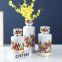 European Simple Style Cylinder Colorful Line Painting Ceramic Flowers Vases Sets With Lid For Dining Room