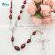 Dark brown oval wooden bead Jesus rosary