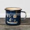 0.8mm personalized thickness enamel coating retro decal milk mugs with handle