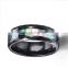 8mm Fashion Titanium steel Ring Engagement Ring Inlaid Color Shell Men's Ring  Wedding Men Jewelry Gift
