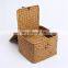 Hot Selling Hand woven straw basket with cover straw square basket house decor, Seagrass Box Wholesale For Gift