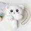 019 Cute cat shaped fluffy artificial fur handbag, crossbody bag, plush handbag, cartoon shoulder bag, girl's winter soft shoulder bag