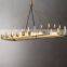 Luxury metal industrial indoor hotel decoration rectangular chandelier lighting camino retro filament glass shade chandelier