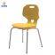 Single student chair with plastic shell and metal frame