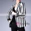 2016 Fashion ladies business suit design white stripe between black suit for women