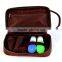 Genuine vintage leather cosmetic bag for men with carry handle