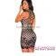 High Quality Wholesale Black Nude Illusion Dreamy Lace Up Back Elegant Office Dress