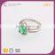 R63417K01 China wholesale jewelry silver plated with big green stone ring designs finger ring for women