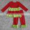 Fall Winter Children's Red Green Stripe Girls Cotton Christmas Boutique Pajamas Outfits