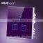HOT Wallpad Benz LED UK Purple Touch Switch Crystal Glass Panel 110~250V 3 Gang 2 Way 3 Way Touch Screen Light Wall Switch