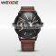 2016 new fashion popular coffee leather band Weide TOP brand men smart watch(UV1508)