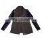 Fashion PU sleeve khaki color winter parka coats for girls