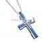 Blue 316L stainless steel jesus pendant titanium Cross pendant for men
