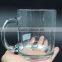 Clear High White Glass Material Handle Glass Coffee Cups With Logo
