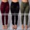 2016 Autumn Fashion Women Narrow Bottom Trousers Ladies Stretch Solid Black Zipper Pockets Long Slimming Women's Pants