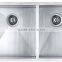 Two Bowls Stainless Steel Commerical Hand Made Kitchen Sink With Drainboard GR-606