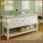 White Color 72 Inch Solid Wood Bathroom Double Vanity With Carrara Marble