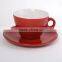 200--300ml Red promotion glazed ceramic mug with saucer