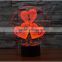 2017 Valentine's Day Gift 7color 3d Romantic LED Night Light Lamp toys for kids