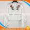 women stylish sexy designs embroidery white casual wide sleeve blouse