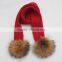 Myfur Kids Colorful Striped Scarf With Removable Natural Raccoon Fur Pom Poms