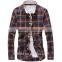  cotton microfiber casual check Korean men style shirt