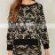 Open Black With Two Ribbon Tie Closures Camo Print Sweatshirt