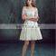 White Short Bride Wedding Dresses Half Sleeves Bride Wedding Toast Dress