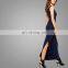 2017 Summer style Girls Casual Slit onside Cotton Blend Women Sleeveless Knit Jersey Blank Maxi T-shirt Dress