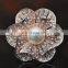 Korean Newfashioned Full Rhinestone Flower Scarf Buckle With Three Rings