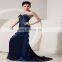 Custom Made Elegant Deep Blue Sweetheart Sleeveless Floor Length Beaded Ruched Mother Of The Bride Dress