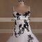 Spaghetti Strap White Black Beaded Cheap Plus Size Wedding Dress 2017