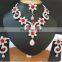 INDIAN DESIGNER WHOLESALE SILVER JEWELLERY/JEWELRY RED COLOR NECKLACE MAANG TIKKA EARRINGS SET
