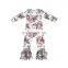 Baby Gauze Romper Pink Charming Floral outique Newborn Body Suit O-neck Long Sleeve 2Ruffle Pant Autumn