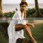Women Lace Splicing Bikini Cover Up Long Beachwear Pareo Beach Tunic Dress White Anti-UV Cotton Swimsuit Kaftan Robe