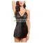 OEM new women's sexy underwear lace deep V-neck transparent sexy pajamas with neck hanging