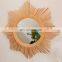 HOT Star Sun Flower Boho Round Rattan Mirror, Floral Hand Woven Wicker, Vintage Handmade Wall Mount Hanging Decor
