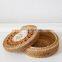 High Quality Woven Rattan storage basket box With ceramic centerpiece suitable for storing small items Wholesale