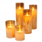 Vela navide?a de luz LED decorativa de vidrio con batería y control remoto, con llama titilante y balanceante para fiestas, velas de pilar cilíndricas