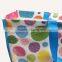 Colorful round dot design easy clean pvc coated cotton shopping bag