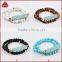 2016 Women's Double Row Agate Bead & Gold Beaded Stretch Bracelet Jewelry