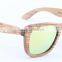 Made in China Custom Wood Sunglasses Zebra Frame with Yellow Mirror REVO Polarized Lens Eyewear