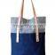 Custom large denim tote bag with leather trim